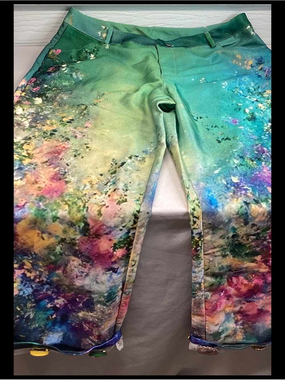 Women’s High-Waist Wide-Leg Jeans in Teal Multi.60 - Picture 7 of 10